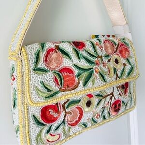 Viral 🍑 Peach Floral Beaded Shoulder Bag